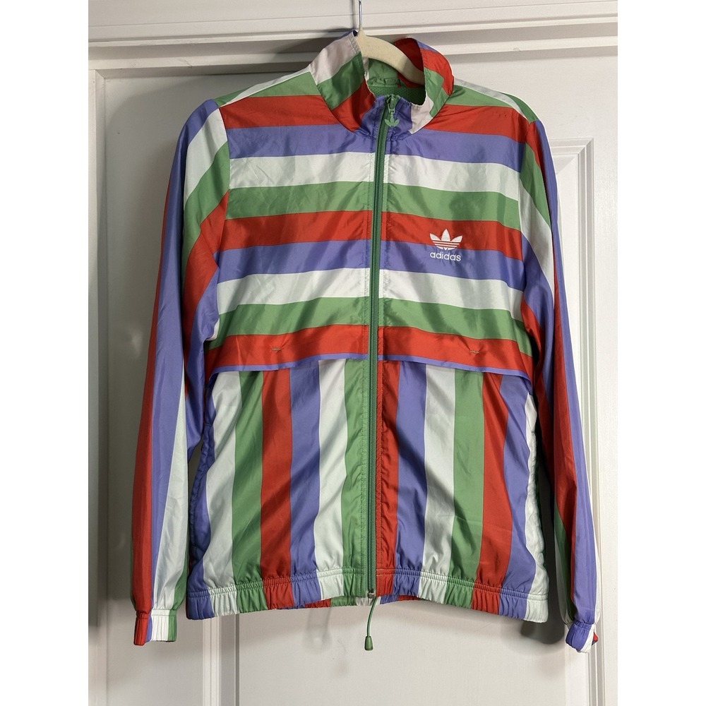 Adidas, Women's Stripped‎ Windbreaker, Colorful, Size Medium